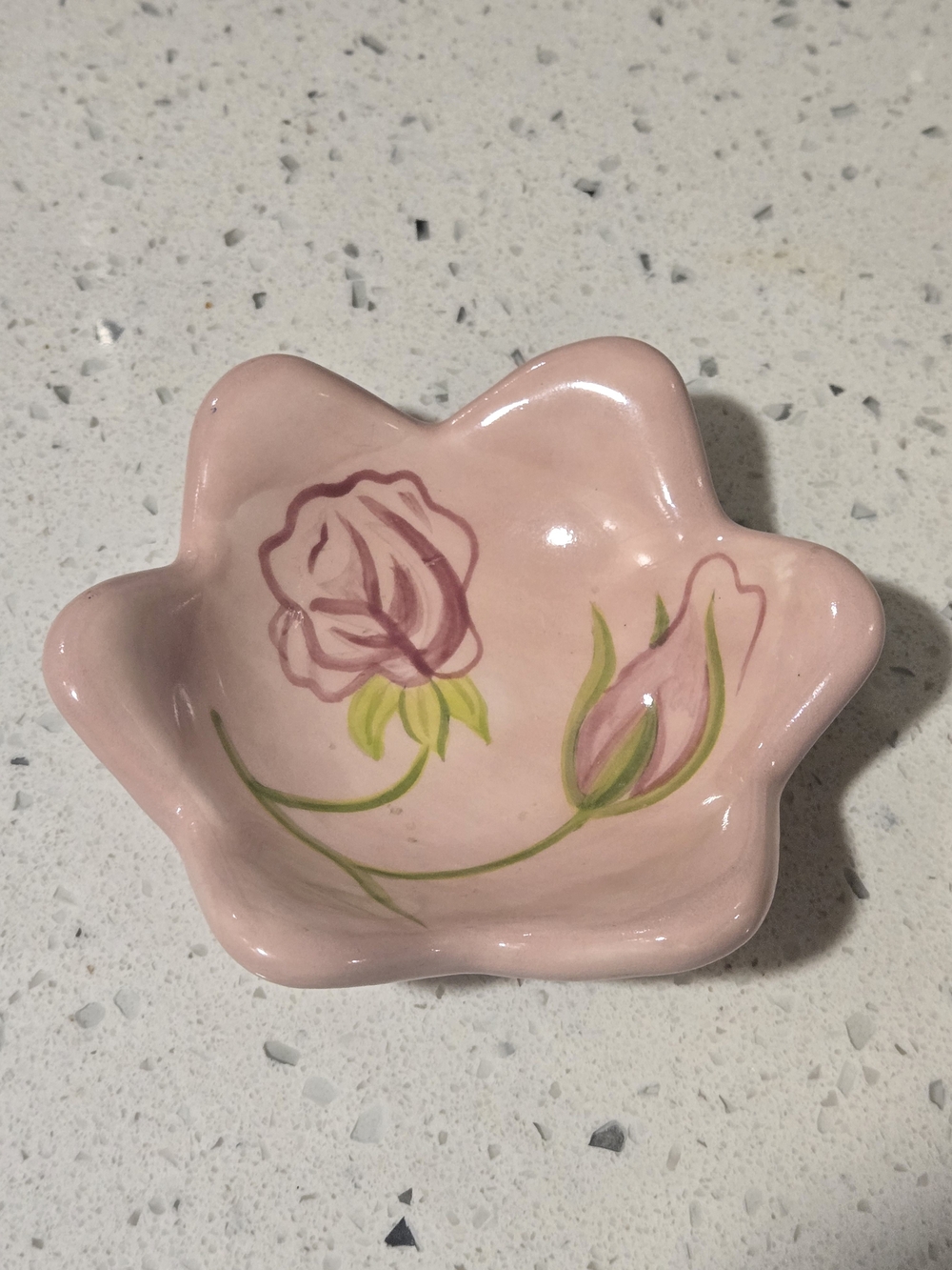 Vintage Retired PartyLite Pink Floral Ceramic Small Trinket Bowl